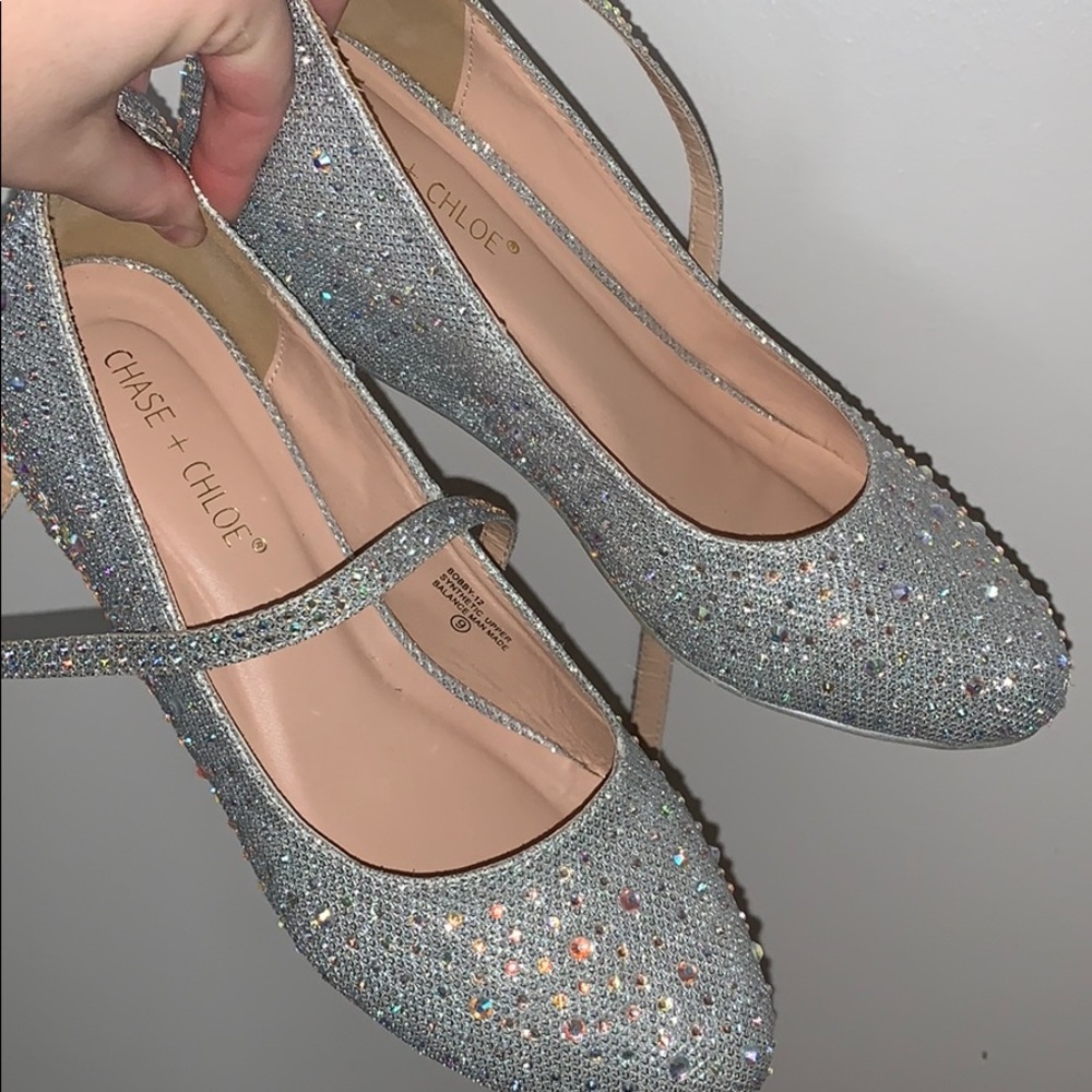 Formal Silver Wedges W/ Ankle Strap